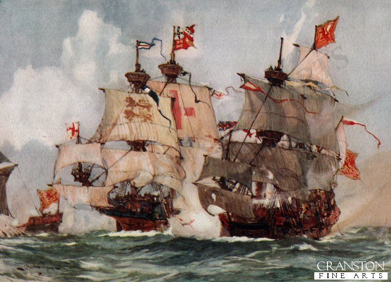 The Capture of the Lion, Scots Man-O-War 1511 by Charles Dixon. (PC)