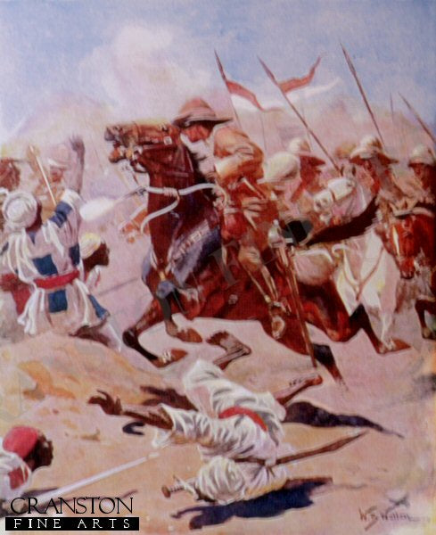 Charge of the 21st Lancers at Omdurman by William Barnes Wollen. (P)