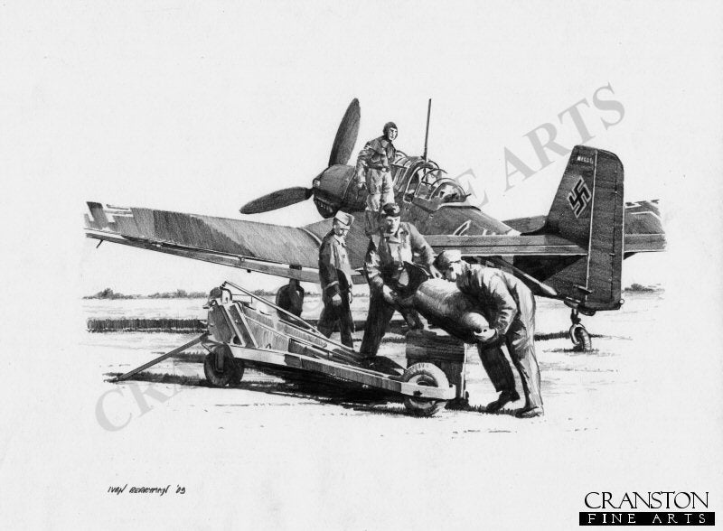 Bombing Up - Stuka of Hans Rudel by Ivan Berryman. (AP)