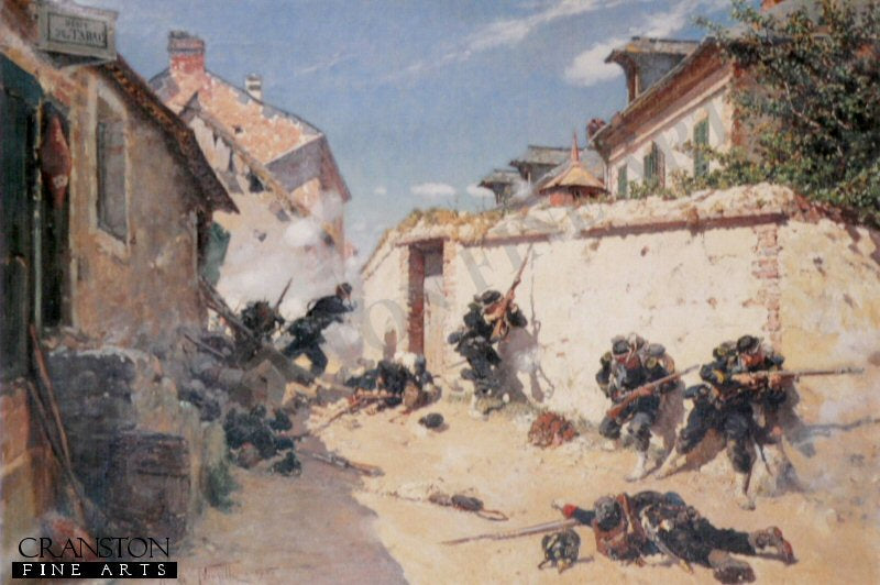 Surprise attack in the Suburbs of Metz by Alphonse de Neuville. (GL)