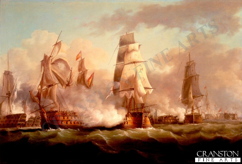 Neptune Engaged at the Battle of Trafalgar by F Sartorious.
