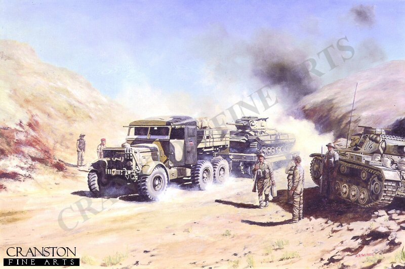Scammell Tractor, Towing a Valentine Tank, North Africa, 1943 by David Rowlands (AP)