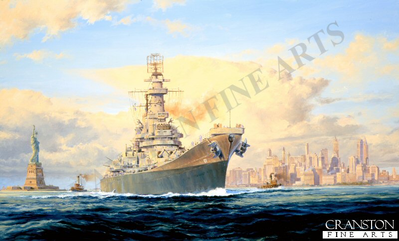 USS Iowa leaving New York by Anthony Saunders. (GS)