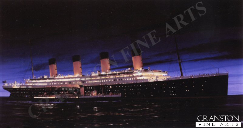 RMS Titanic at Cherbourg by Ivan Berryman. (GL)