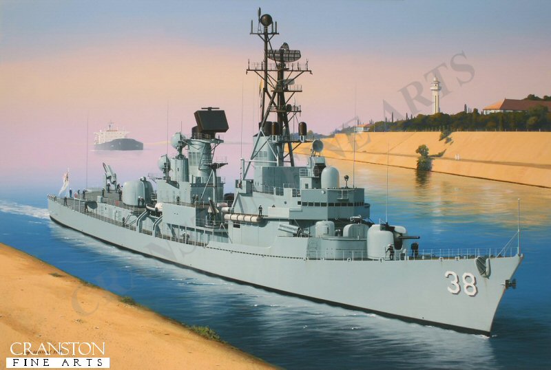 HMAS Perth at Suez by Ivan Berryman. (APB)