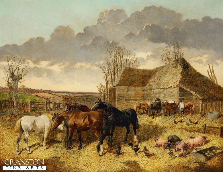 Horses Eating from a Manger with Pigs and Chickens by John Frederick Herring JNR (GL)