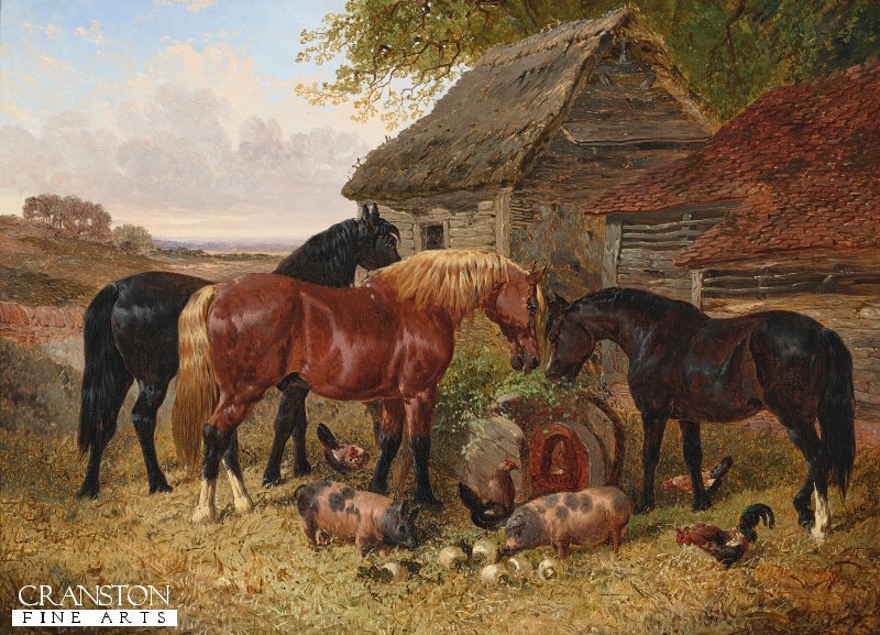 Horses and Pigs in a Farmyard by John Frederick Herring JNR (GL)