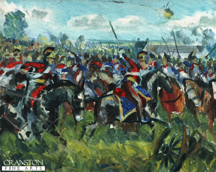Original Oil Study of the Charge of the Life Guards painting by Mark Churms. (P)