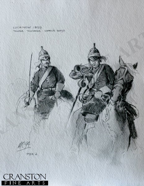 Lucknow 1857, Trooper and Trumpeter of the Queens Bays by Mark Churms. (P)
