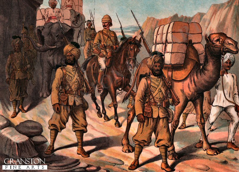 A Baggage Train on the March : Escort of the 20th Bengal (Punjab) Native Infantry, Field Service Kit. by Richard Simkin. (PC)