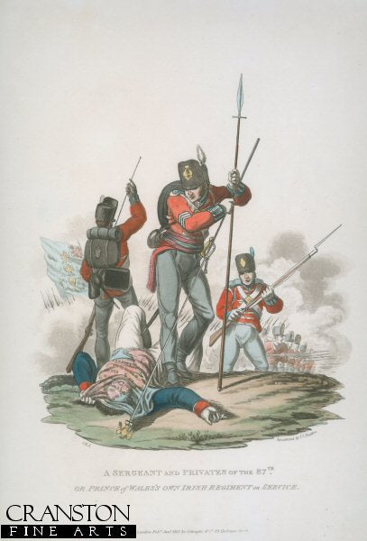 A Sergeant and Privates of the 87th or Prince of Wales Own Irish Regiment on Service by J C Stadler after Charles Hamilton Smith.