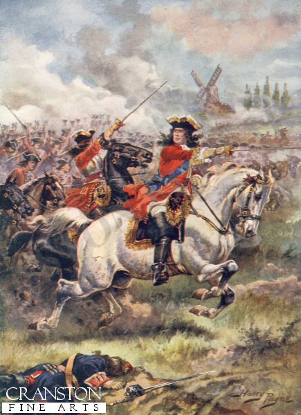 Marlborough Leading the Attack, Battle of Blenheim by Harry Payne. (PC)