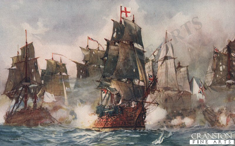 Rodney's Formidable Breaking the Line, 1782 by Charles Dixon (B)