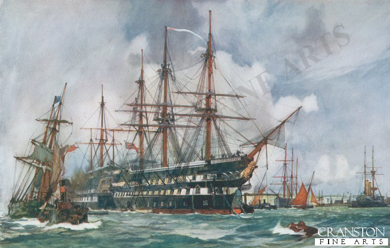 The Lion Training Ship at Devonport by Charles Dixon.