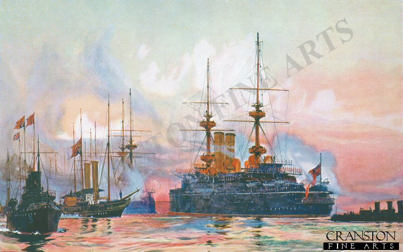 The Prince George at Spithead: The Naval Requiem of Queen Victoria by Charles Dixon.