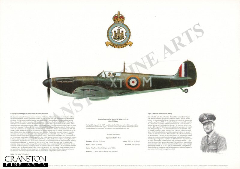 Vickers Supermarine Spitfire Mk Ia X4277 XT-M. by M A Kinnear.