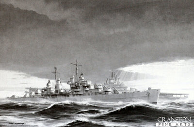 USS Oakland Escorting the Damaged USS Lexington by Ivan Berryman
