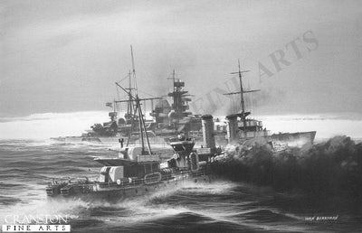 HMS Glowworm's Attack on the Admiral Hipper by Ivan Berryman. (B)