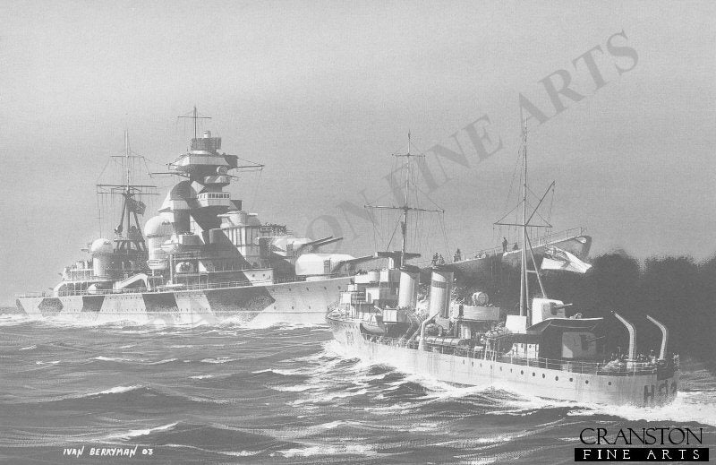 The Attack on the Admiral Hipper by HMS Glowworm by Ivan Berryman. (B)