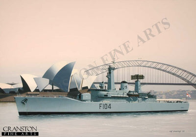 HMS Dido, F104, at Sydney by Ivan Berryman.