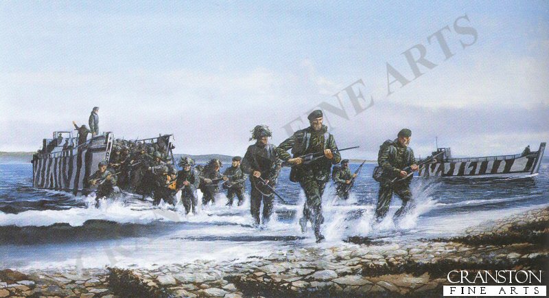 The Royal Marines Landing at San Carlos by David Rowlands.
