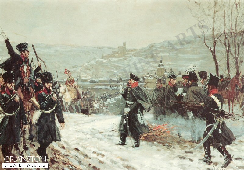 Blucher Leads the Prussian Army Across the Rhine by Richard Knotel.