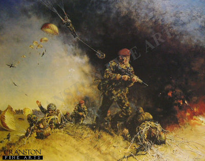 The Paras are Landing by Terence Cuneo. (B)