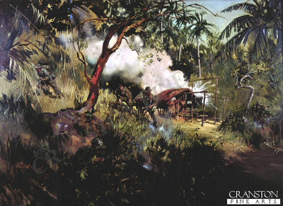 The Sunger Sekayan Action in Borneo by Terence Cuneo.