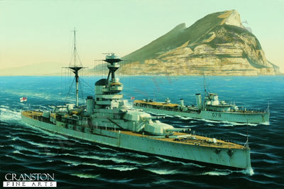 HMS Resolution at Gibraltar by Ivan Berryman.