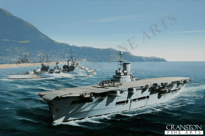 HMS Ark Royal and HMS Sheffield off the Mole, Gibraltar by Ivan Berryman.
