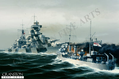 The attack on the Admiral Hipper by HMS Glowworm by Ivan Berryman.