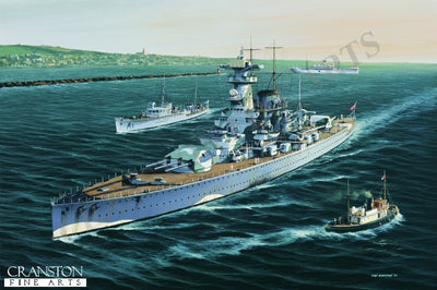 Admiral Graf Spee enters Montevideo by Ivan Berryman.