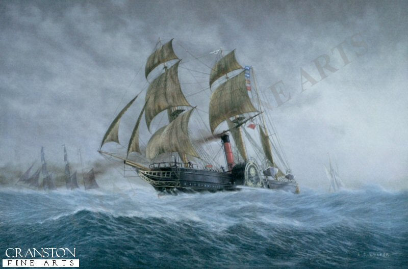RMS Britannia (1840) off the Angelsey Coast by E. D. Walker.