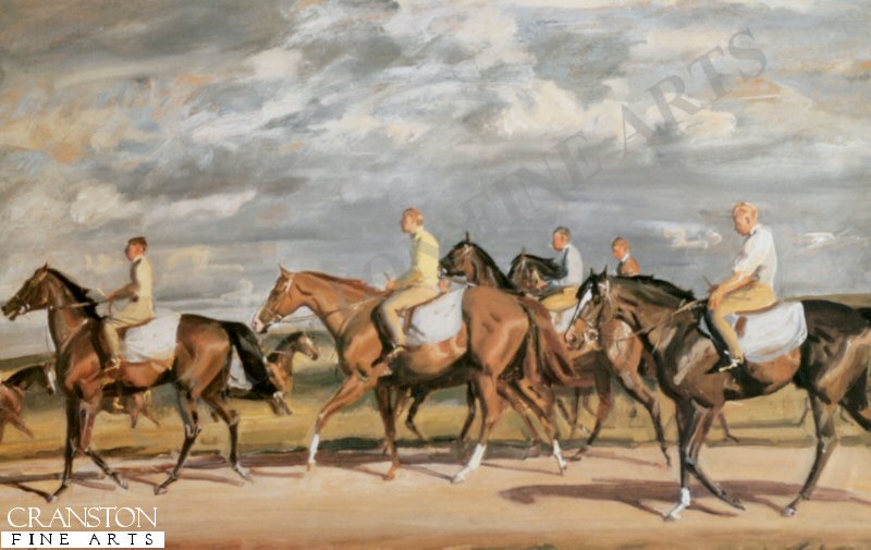 Exercising, Early Morning, Newmarket by Sir Alfred Munnings.