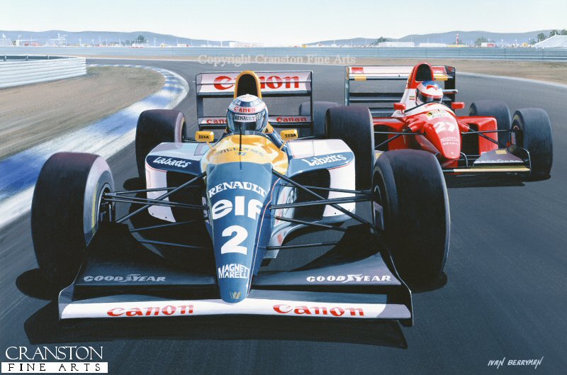 Alain Prost and Jean Alesi, British Grand Prix, Silverstone, 1993. by Ivan Berryman.