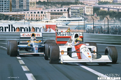 The Duel - Nigel Mansell and Ayrton Senna at Monaco, 1992 by Ivan Berryman. (B)