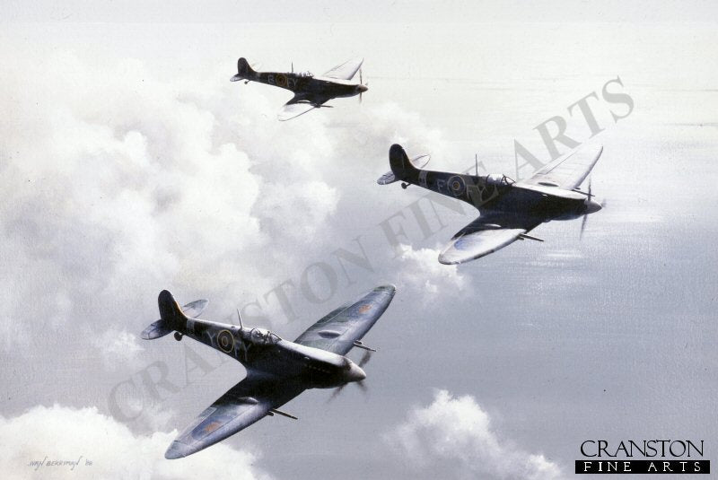 Spitfires of No.611 West Lancashire Squadron by Ivan Berryman. (B)