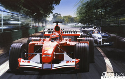 Flying Start, Schumacher and Montoya at Melbourne 2002 by Ivan Berryman.