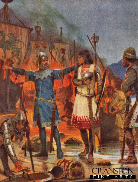 Fitz-Stephen Burns His Boats, 1169 by Richard Caton Woodville. (B)