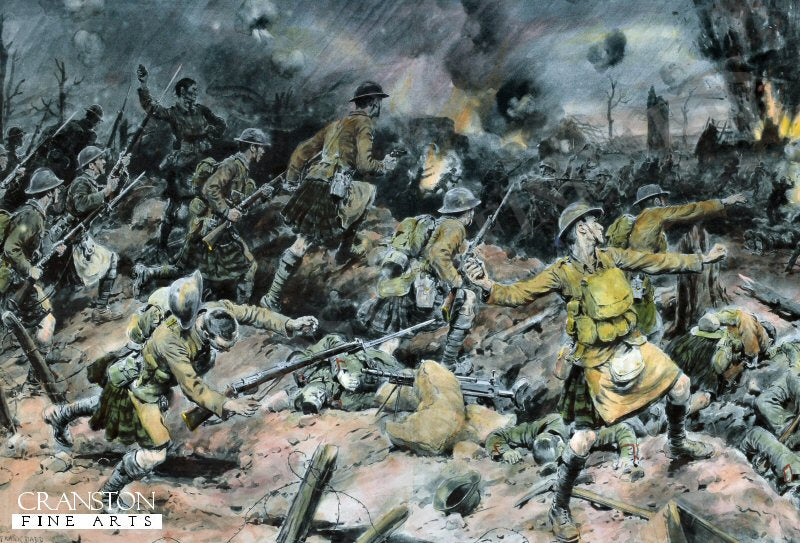 Prisoners in Posse: The Enemy Routed by the Highlanders near Ypres by Frank Dadd