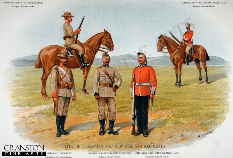 Types of Tasmanian and New Zealand Regiments by Richard Simkin