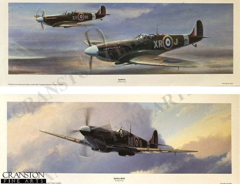 Double Pack of Small Battle of Britain Spitfire Prints by Barry Price