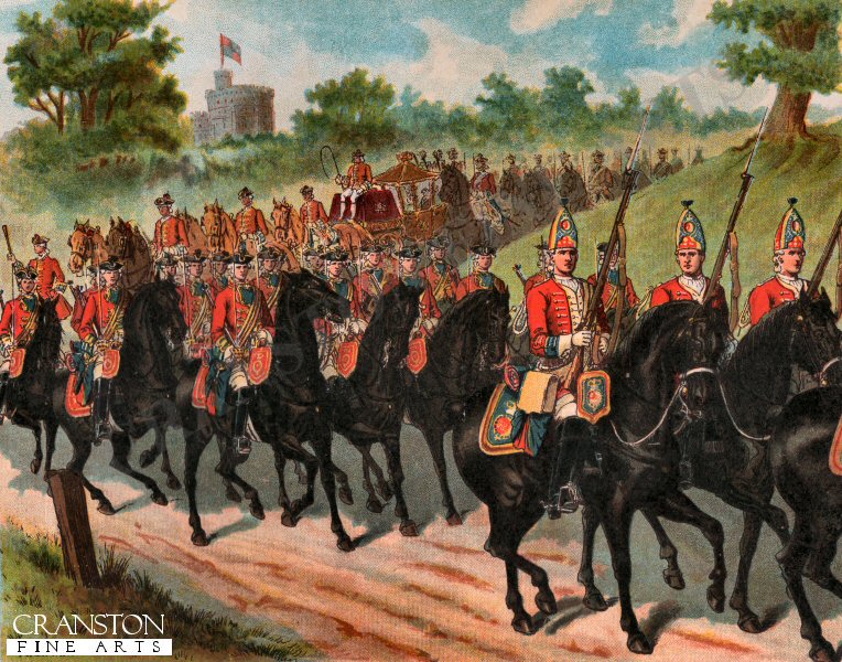 A Royal Escort in 1742 by Richard Simkin.