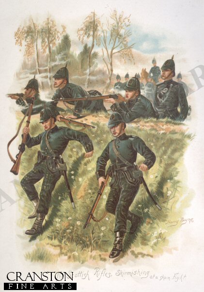 The Scottish Rifles, Skirmishing at a Sham Fight by Harry Payne.