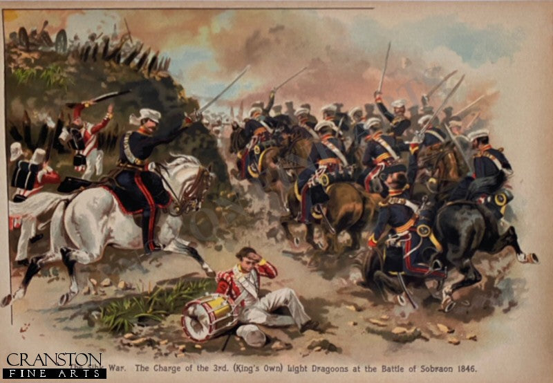 The Sihk War - The Charge of the 3rd (Kings Own) Light Dragoons at the Battle of Sobraon 1846 by Harry Payne.