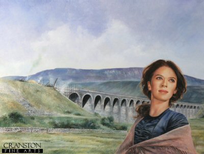 Female portrait with Railway viaduct by Chris Collingwood.