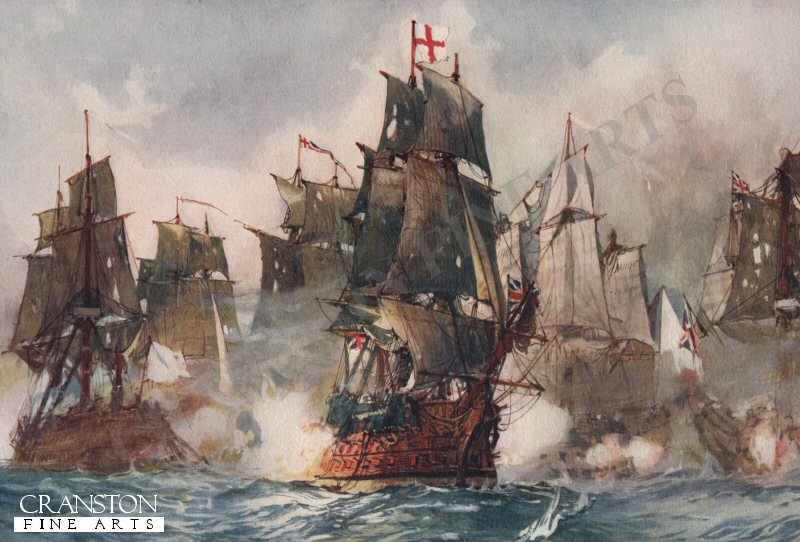 Rodney's Formidable Breaking the Line 1782 by Charles Dixon.