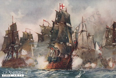 Rodney's Formidable Breaking the Line, 1782 by Charles Dixon (B)