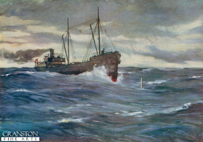 The Collier Thordis About to Ram a German Submarine by Allan Stewart (P)