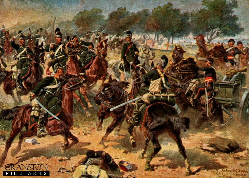 Eroberung franz Geschütze durch das 3. Chevauleger Regiment bei Wörth by Anton Hoffman.